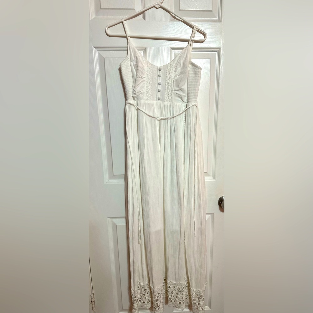 Motherhood Maternity White Crocheted
Maxi Dress